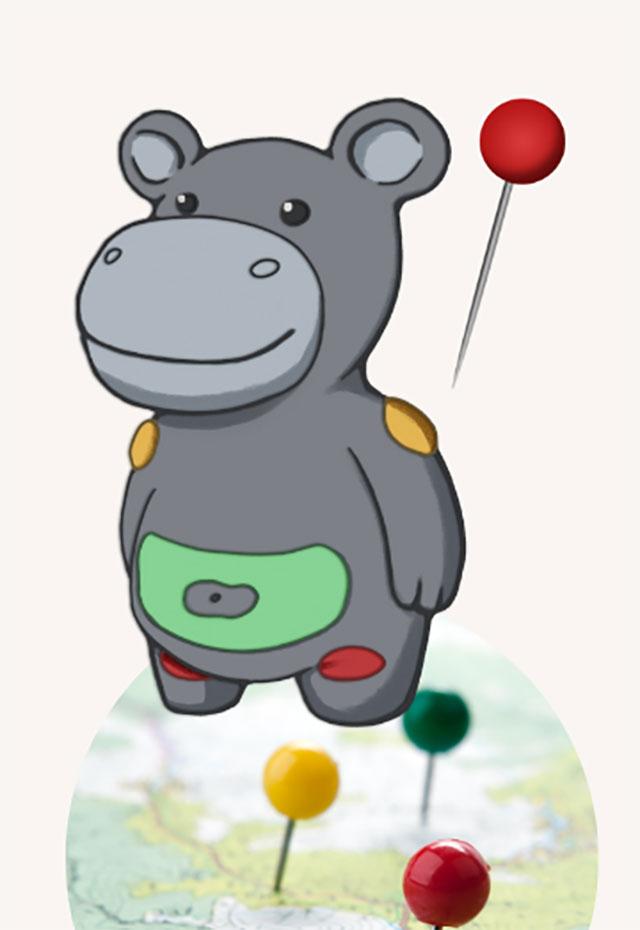 Hippo met pin